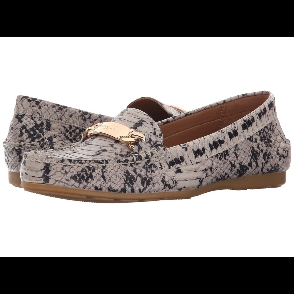 NEW COACH Olive Chalk Snake Loafer size 7
